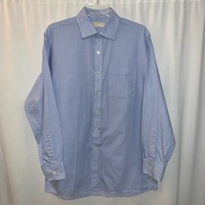 Michael Kors Men’s Blue Striped Button Up Shirt 15.5 32/33